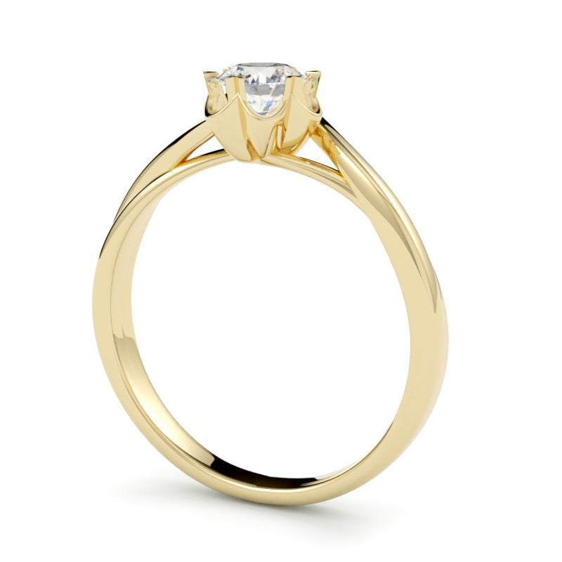 Pierścionek zaręczynowy z żółtego złota 750 z diamentem o szlifie brylantowym